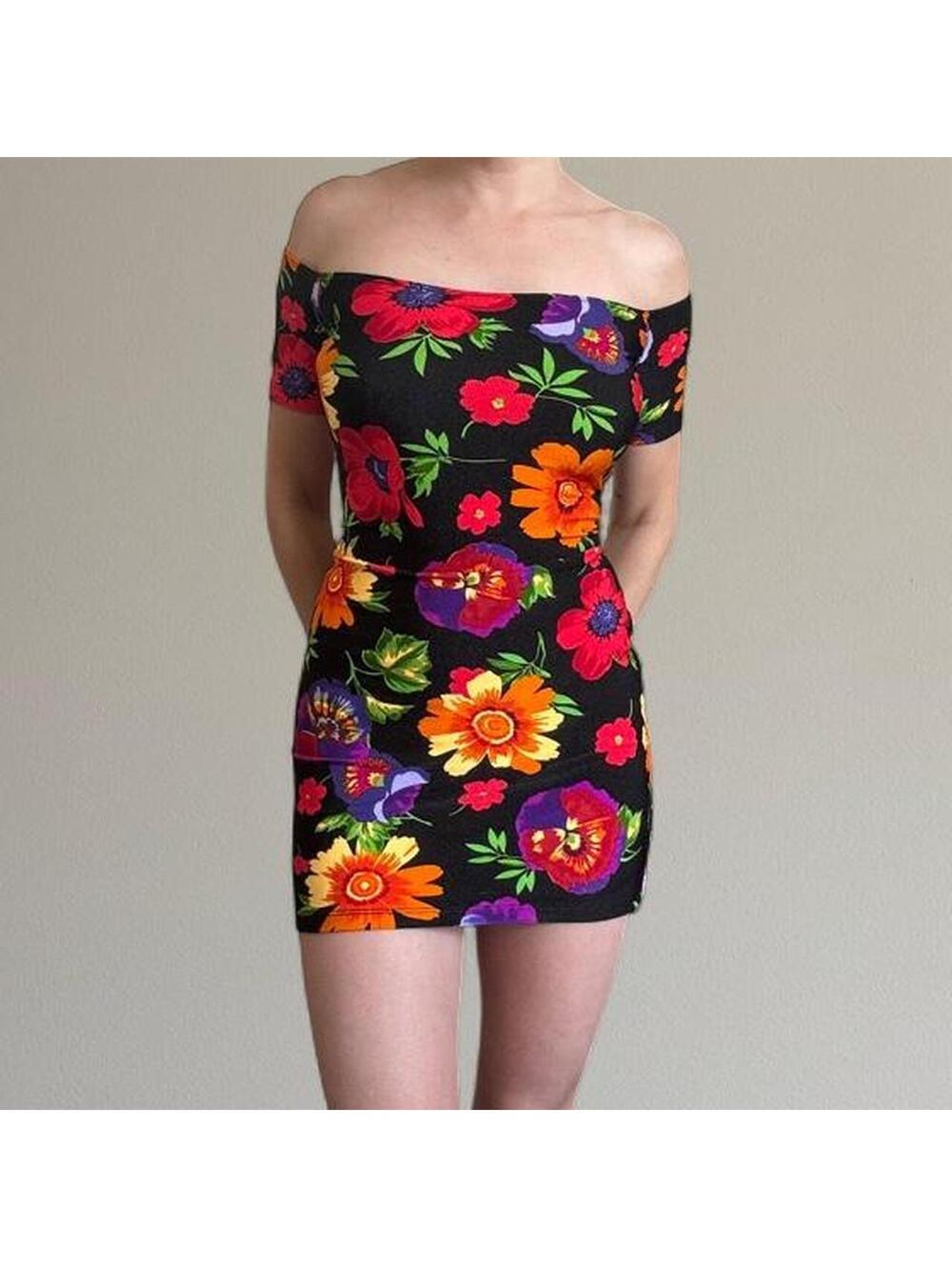 American apparel floral bodycon mini dress.
